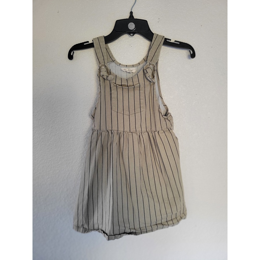 Jessica Simpson Girls Green Pinstripe Overall Dress Size 6x Casual #4‎